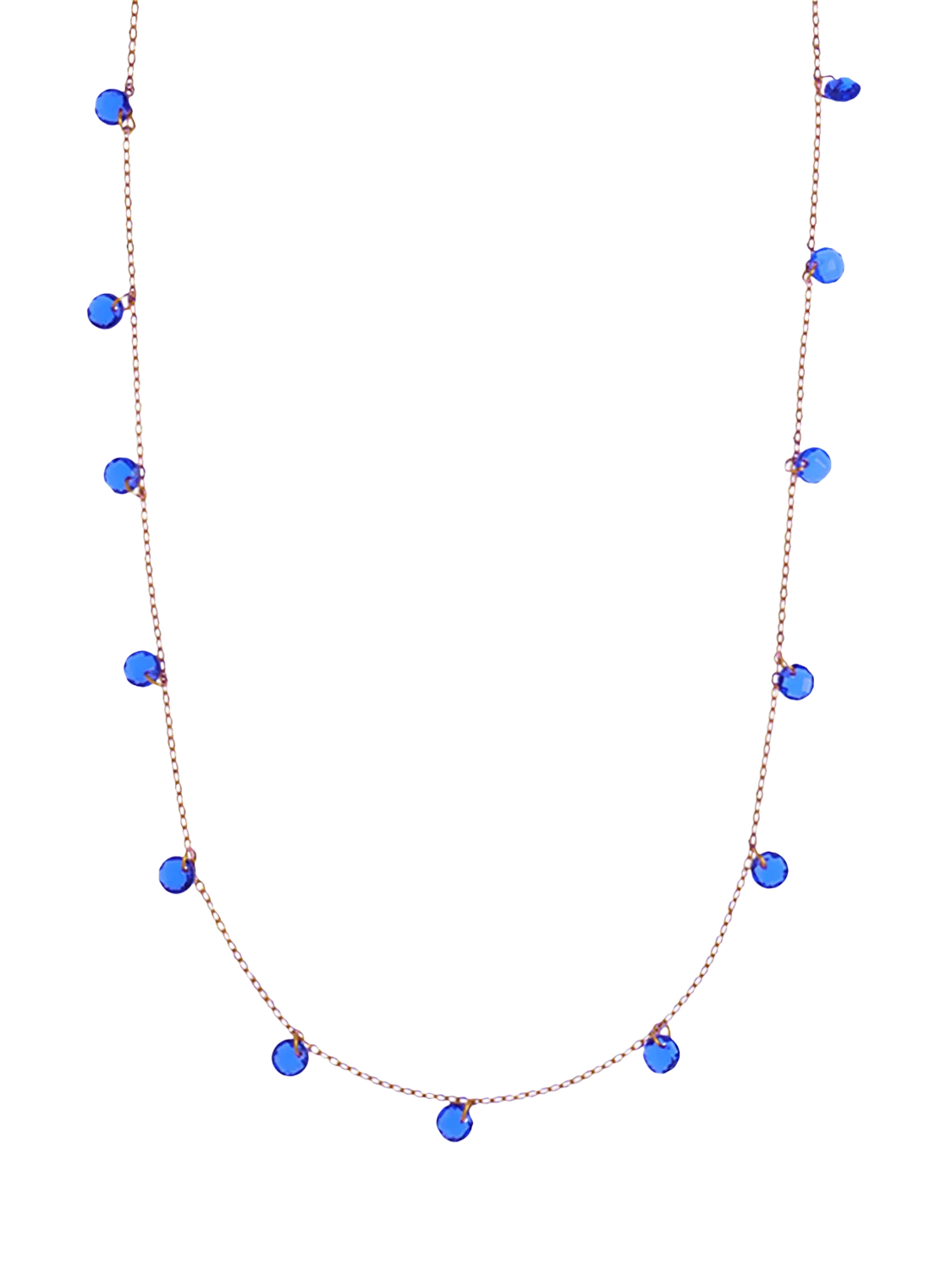 Nina B Tivoli crystal bead necklace gold blue, imported from the UK