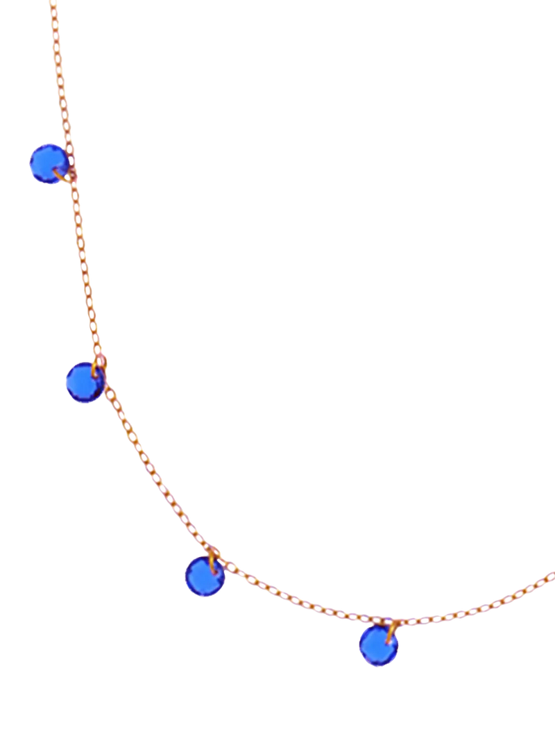 Nina B Tivoli crystal bead necklace gold blue, imported from the UK