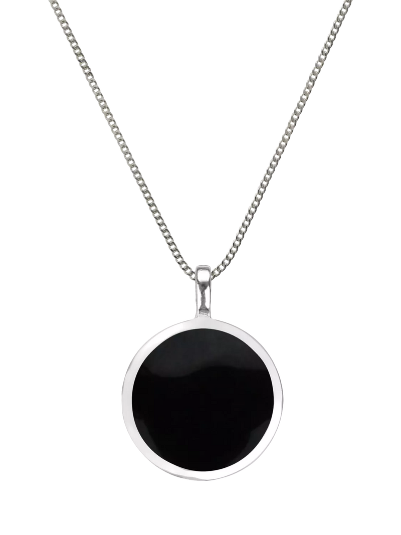 Nina B Circular Pendant Necklace with Mother of Pearl in Sterling Silver 45cm Chain