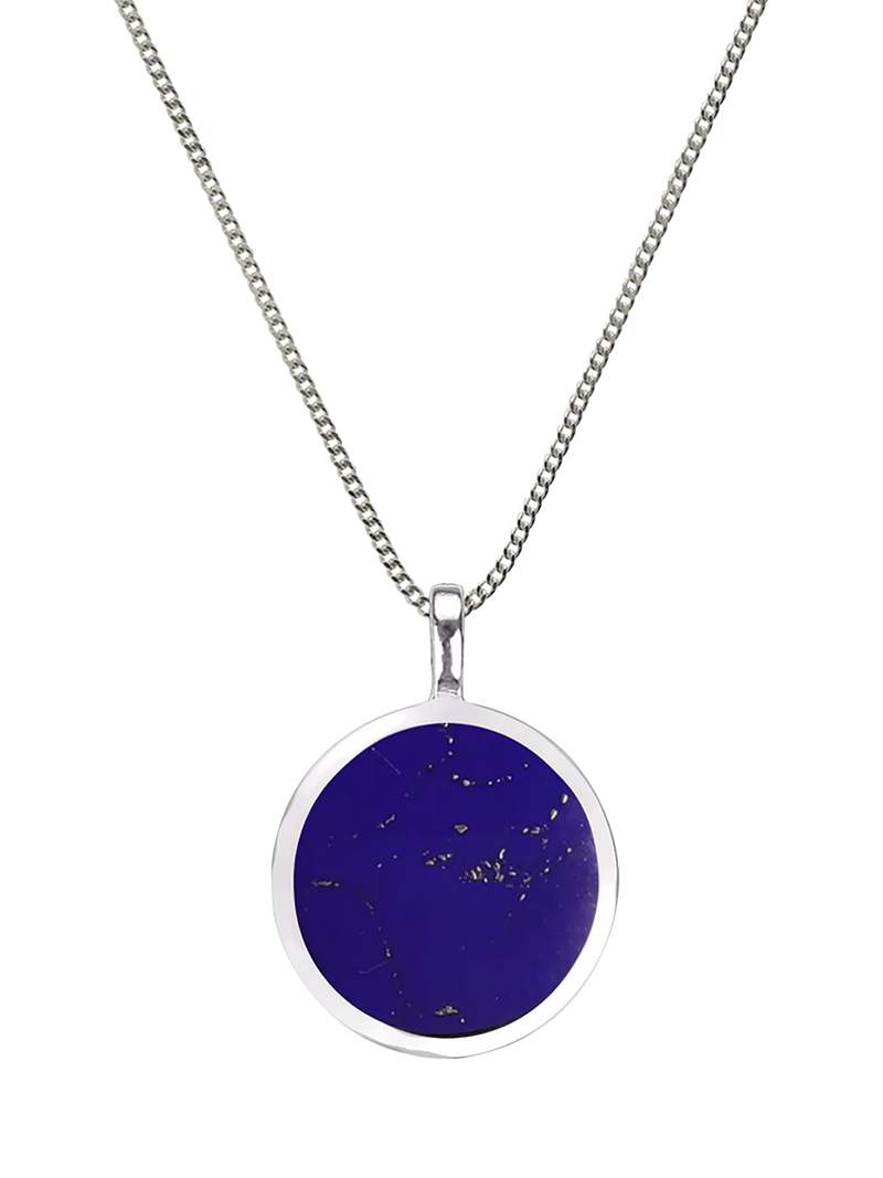 Nina B Circular Pendant Necklace with Mother of Pearl in Sterling Silver 45cm Chain