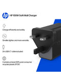 HP 100W GaN Wall Charger Black compact - British product