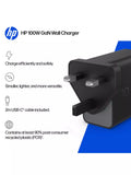 HP 100W GaN Wall Charger Black compact - British product