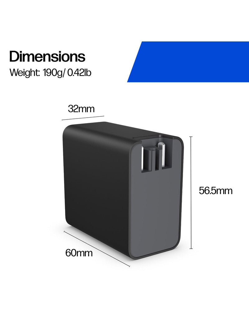 HP 100W GaN Wall Charger Black compact - British product