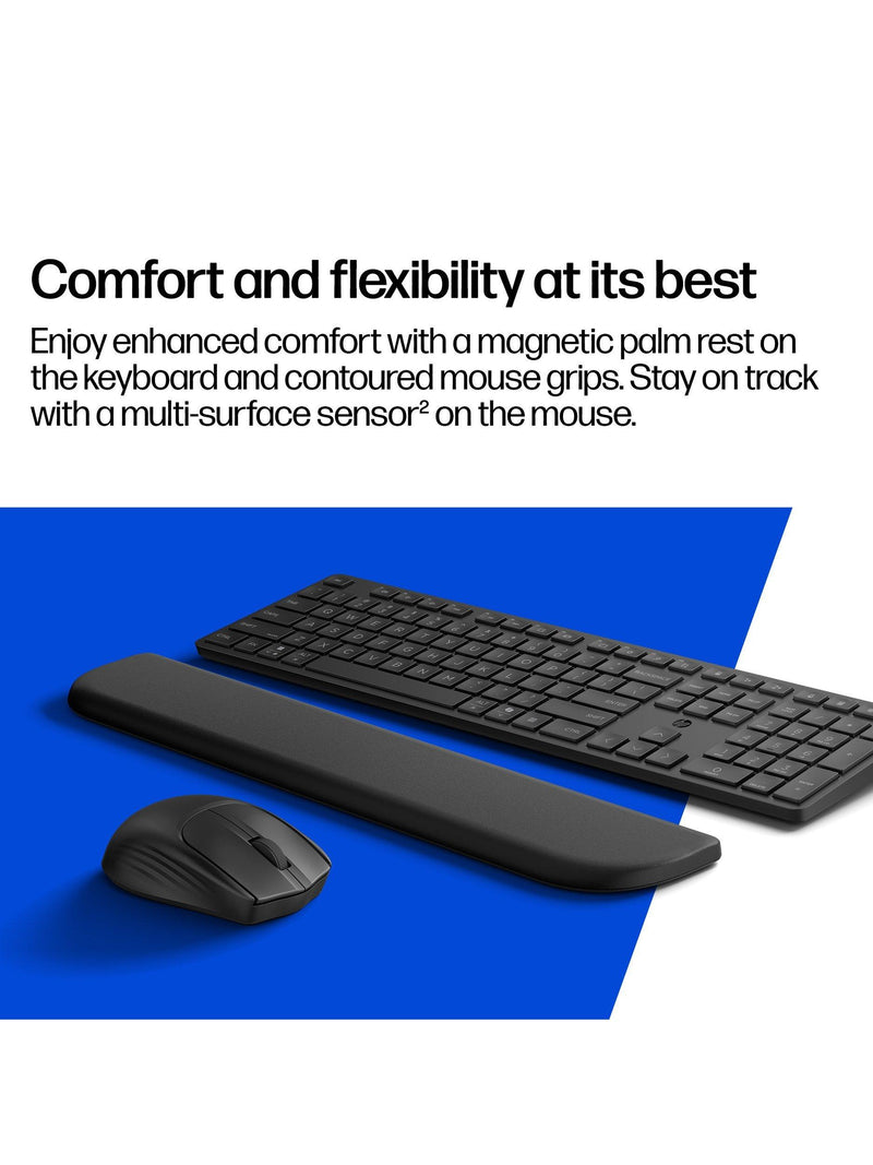 HP 580C wireless keyboard and mouse combo with palm rest (British brand)