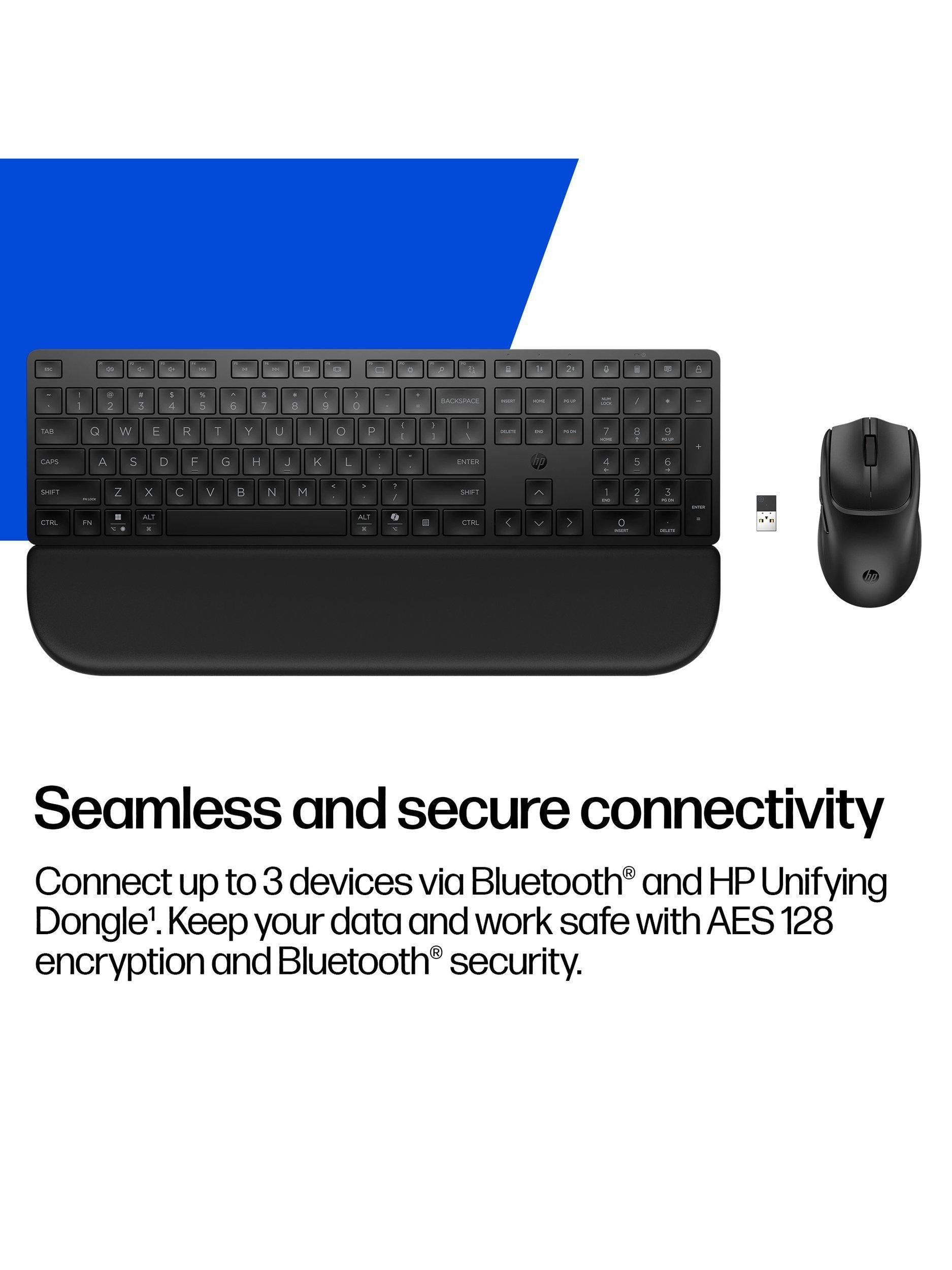 HP 580C wireless keyboard and mouse combo with palm rest (British brand)