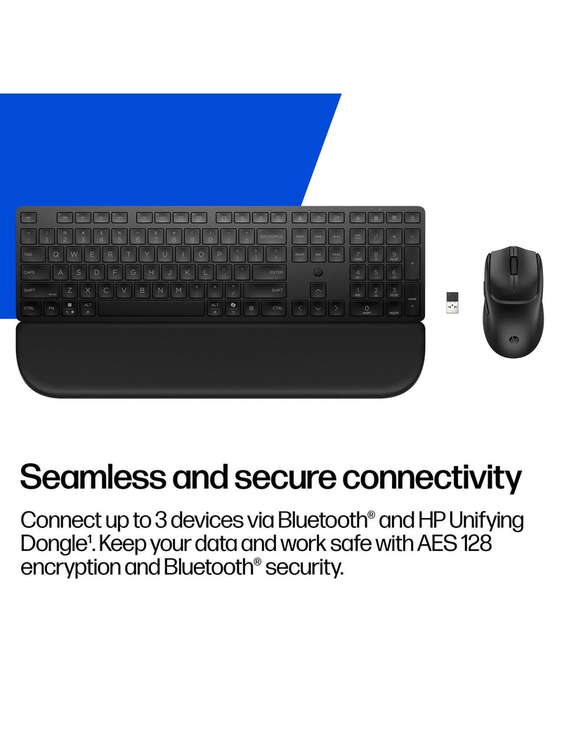 HP 580C wireless keyboard and mouse combo with palm rest (British brand)