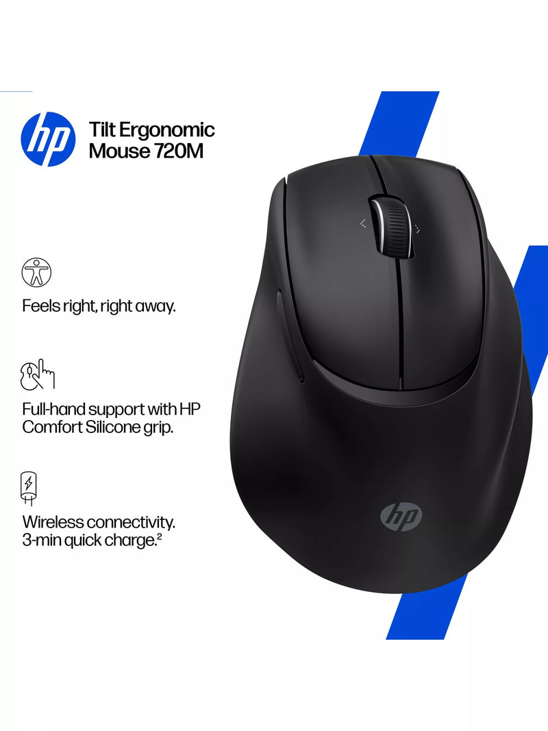 HP 720M Tilt Ergonomic Wireless Mouse Black, UK version
