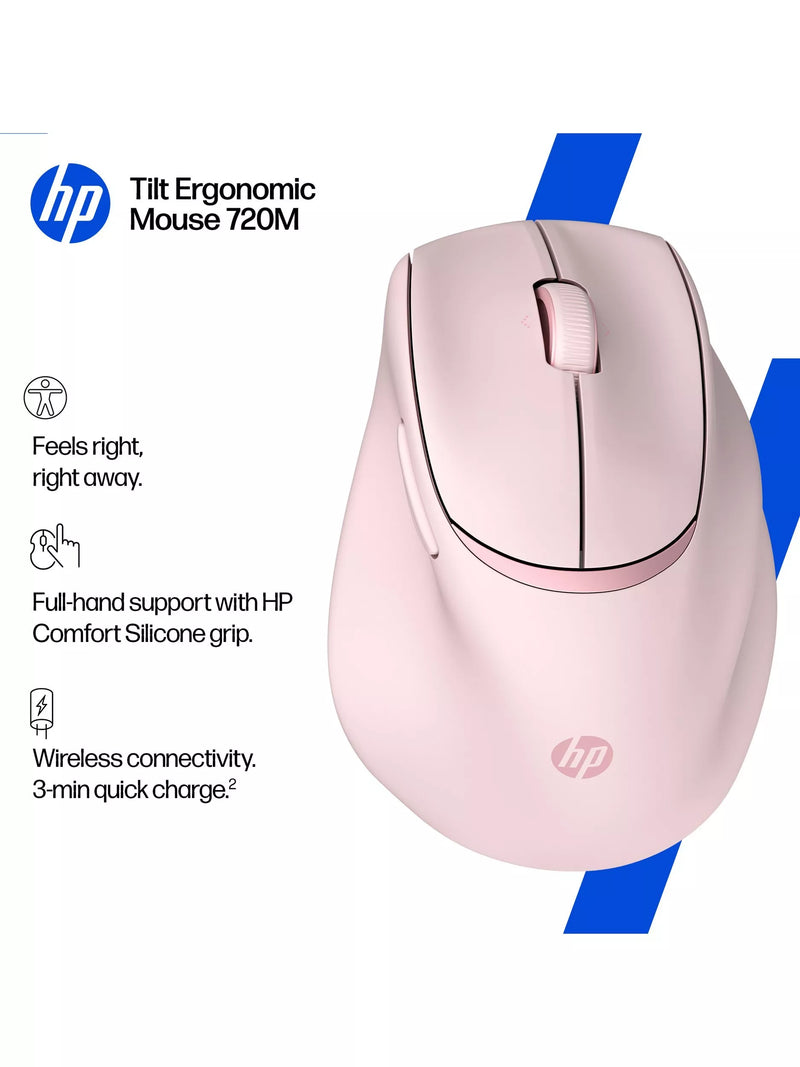HP tilt ergonomic wireless mouse pink, imported from the UK