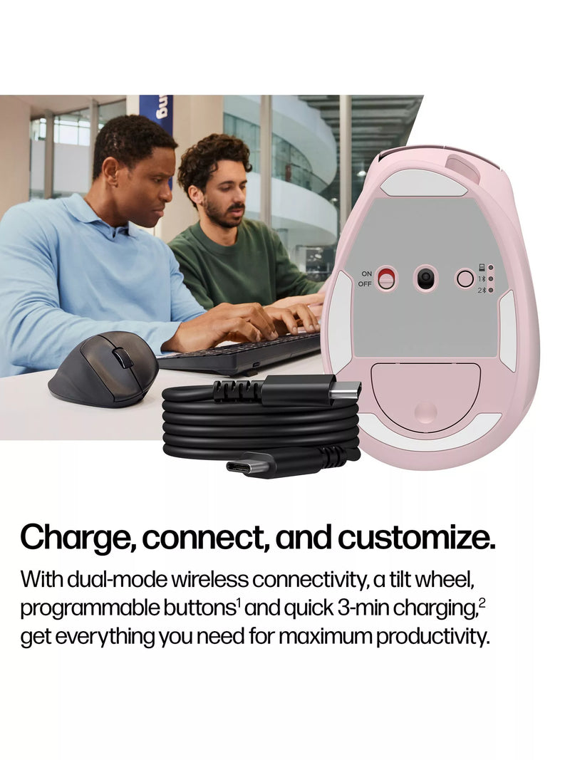 HP tilt ergonomic wireless mouse pink, imported from the UK