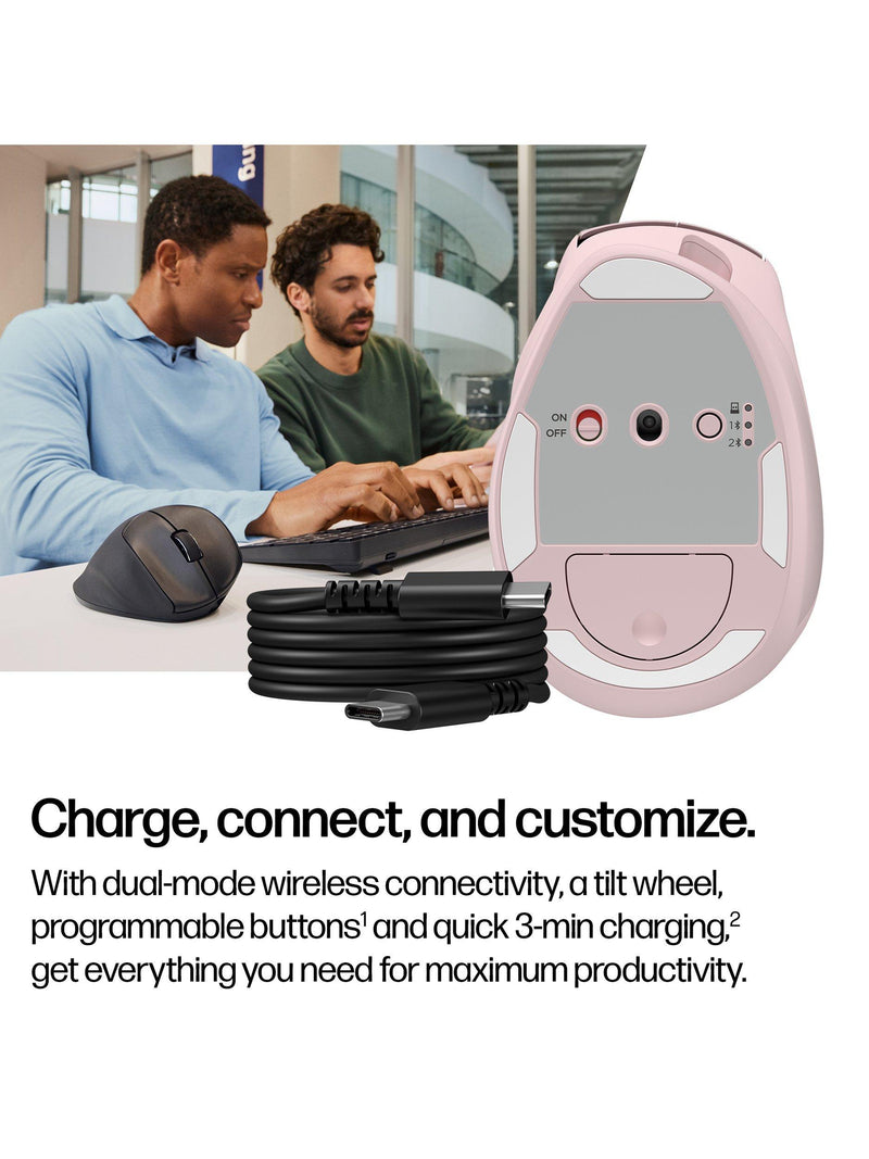HP tilt ergonomic wireless mouse pink, imported from the UK