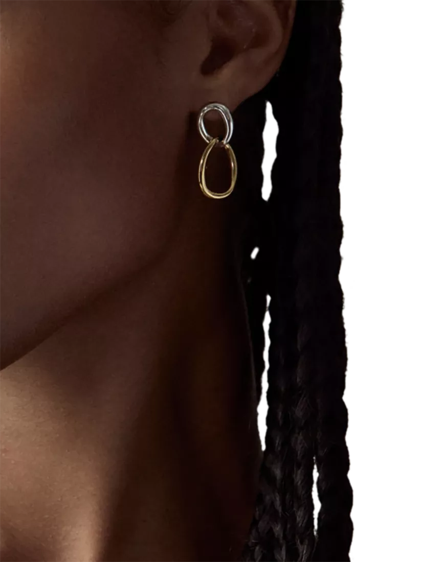 Dinny Hall Wave double drop earrings gold silver, imported from the UK