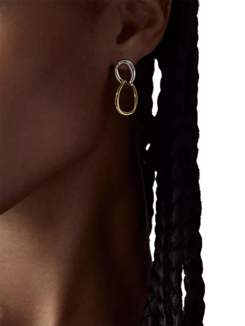 Dinny Hall Wave double drop earrings gold silver, imported from the UK