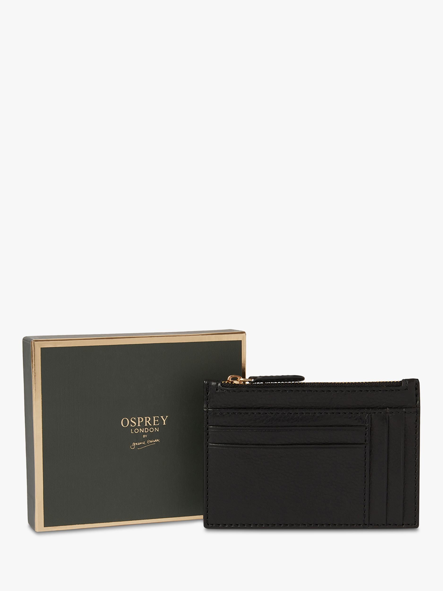 Osprey London deboss leather zip top card holder - British product