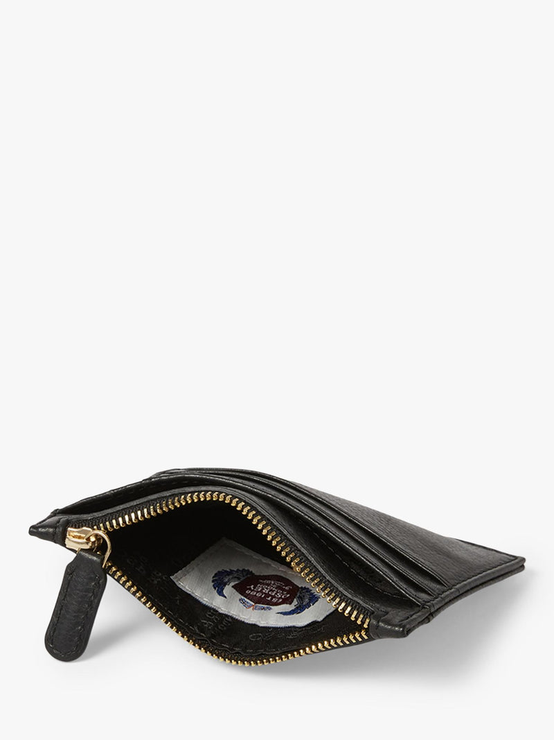 Osprey London deboss leather zip top card holder - British product