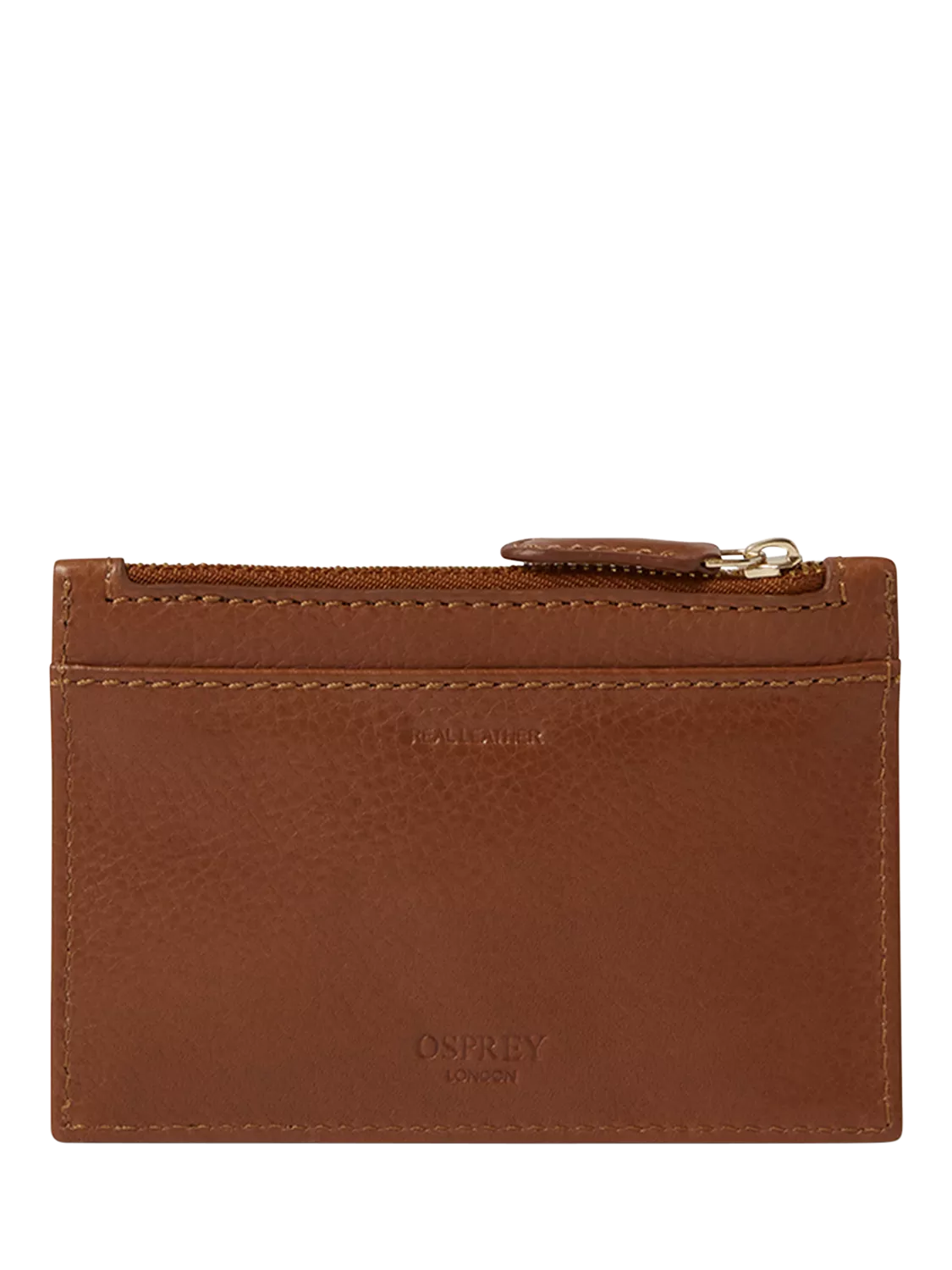 OSPREY LONDON Deboss East West Leather Zip Top Card Holder