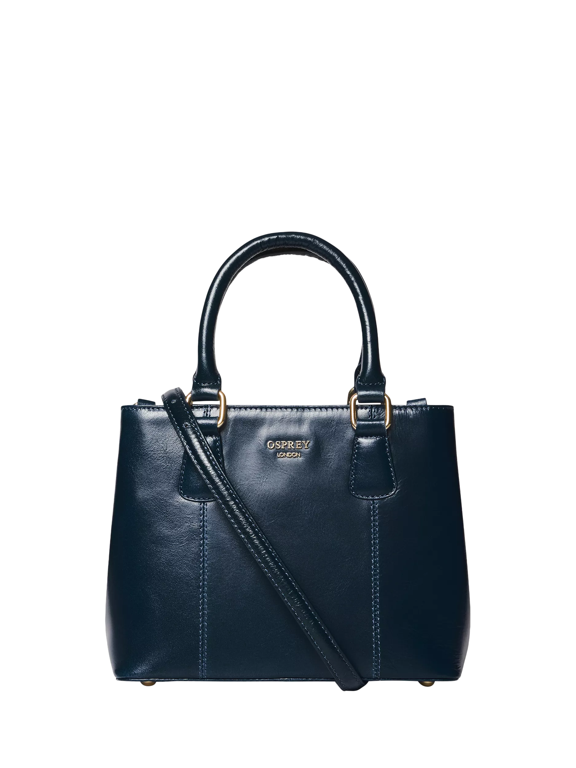 OSPREY LONDON Mini Adaline grab bag in French Navy leather (British brand)