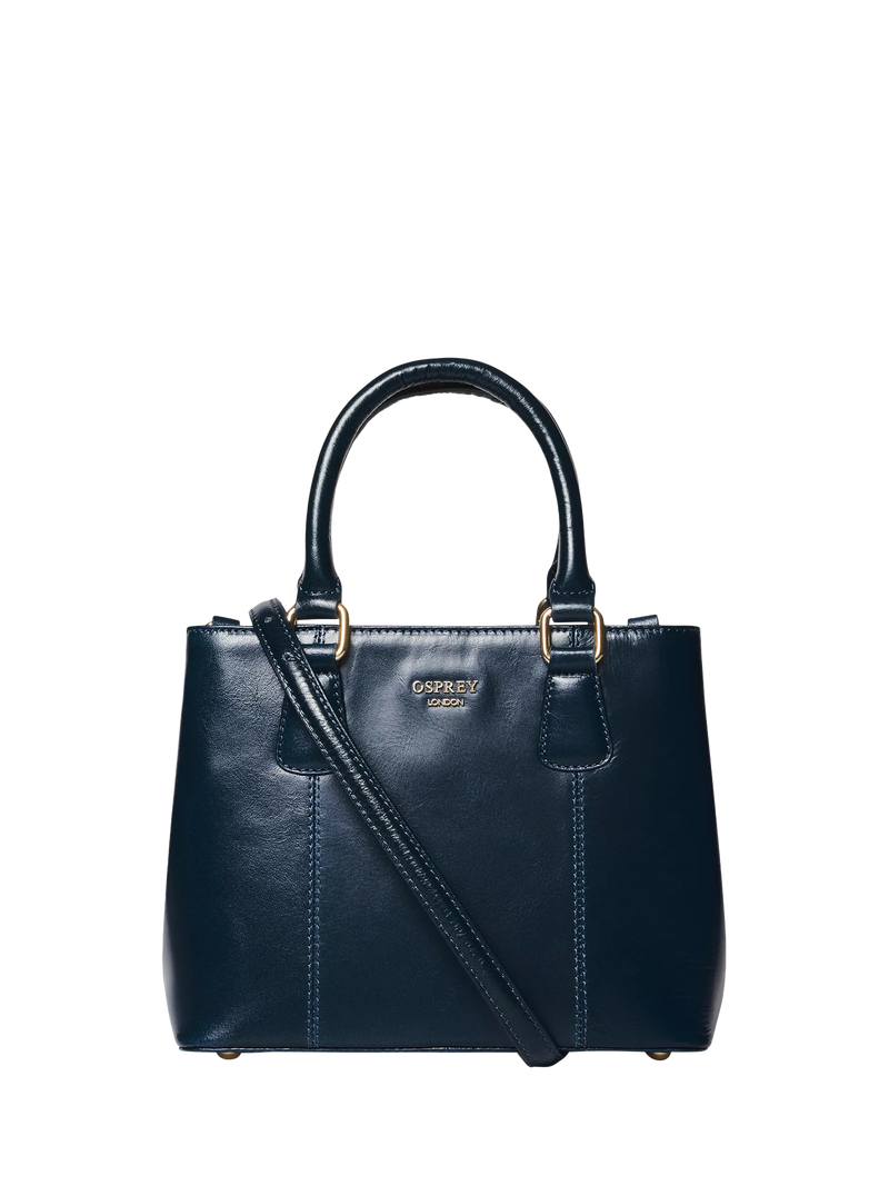 OSPREY LONDON Mini Adaline grab bag in French Navy leather (British brand)