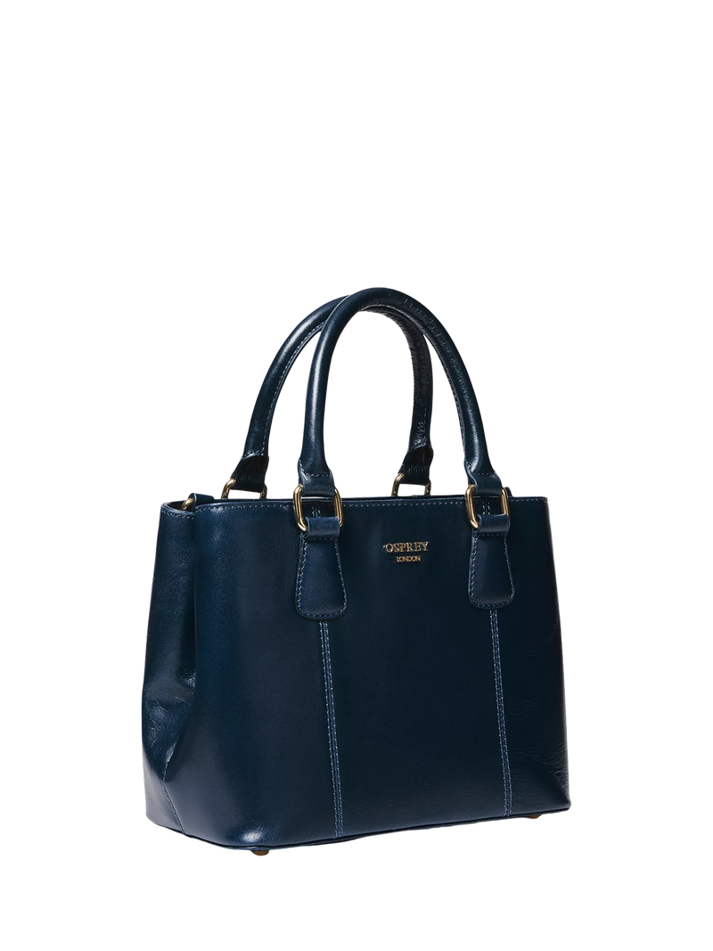OSPREY LONDON Mini Adaline grab bag in French Navy leather (British brand)