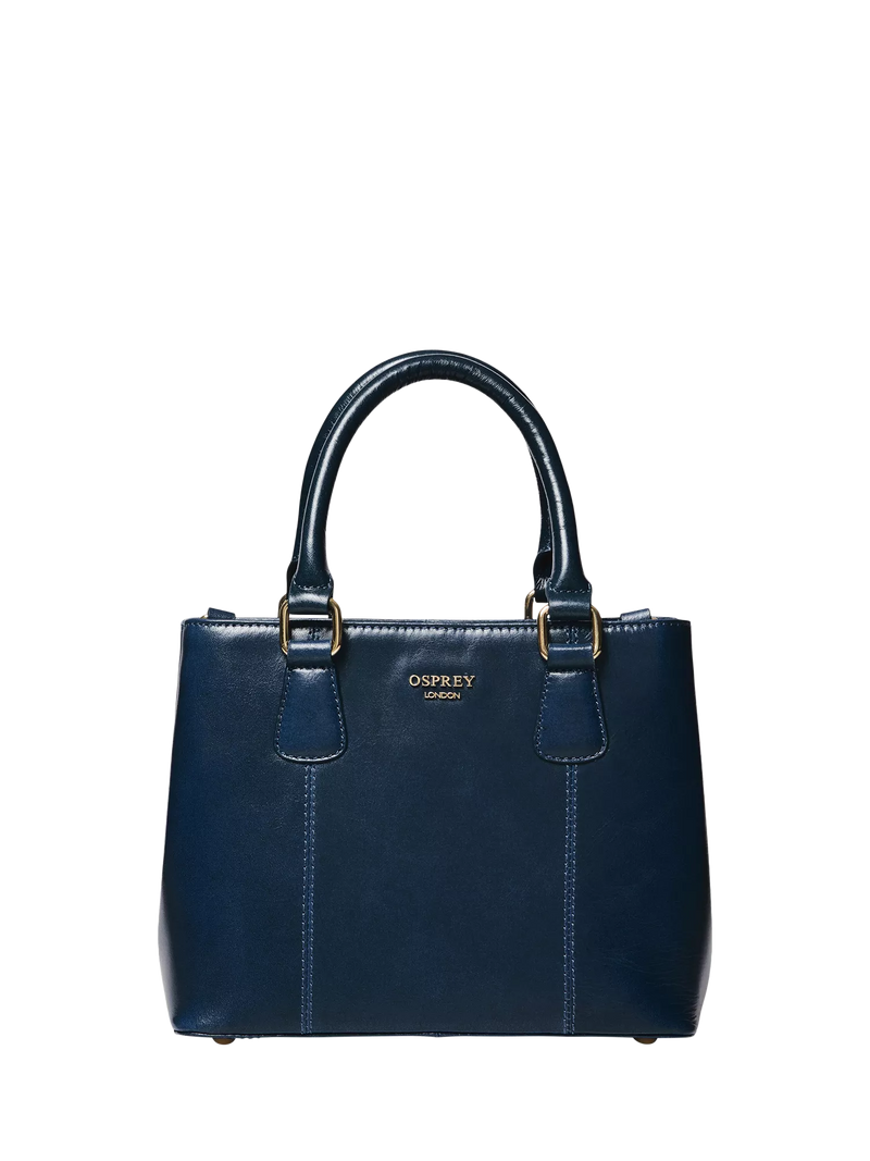 OSPREY LONDON Mini Adaline grab bag in French Navy leather (British brand)