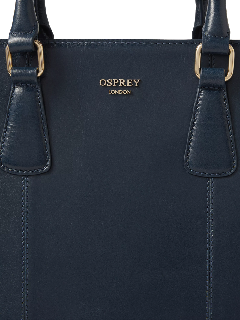 OSPREY LONDON Adaline leather work bag French Navy, UK version