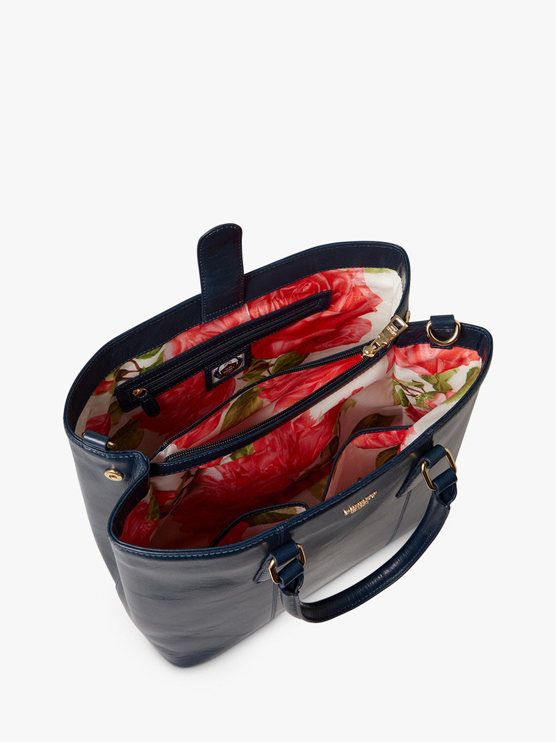 OSPREY LONDON Adaline leather work bag French Navy, UK version