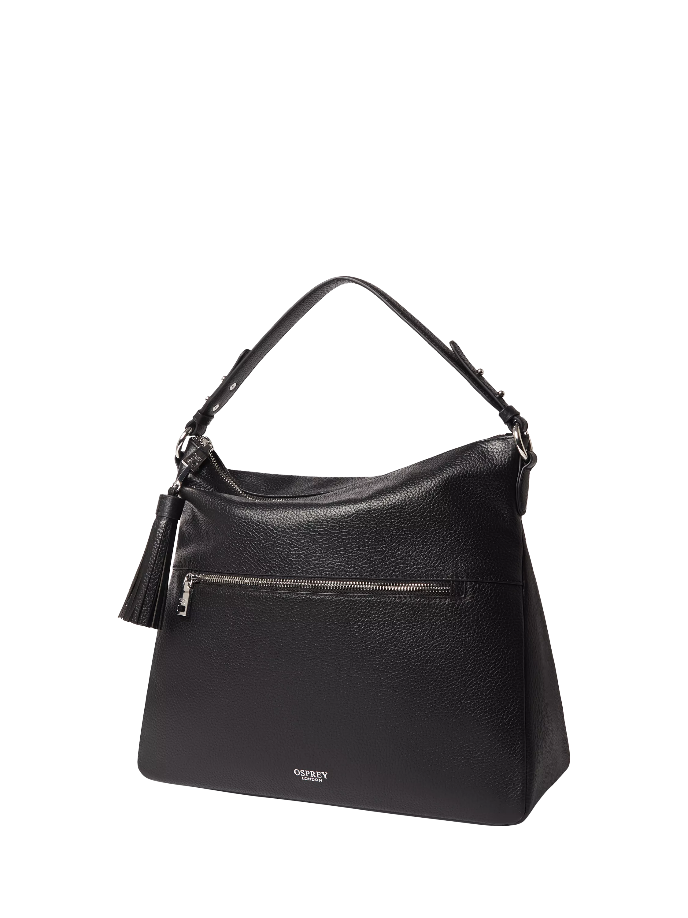 OSPREY LONDON Stella Leather Hobo Bag, Black