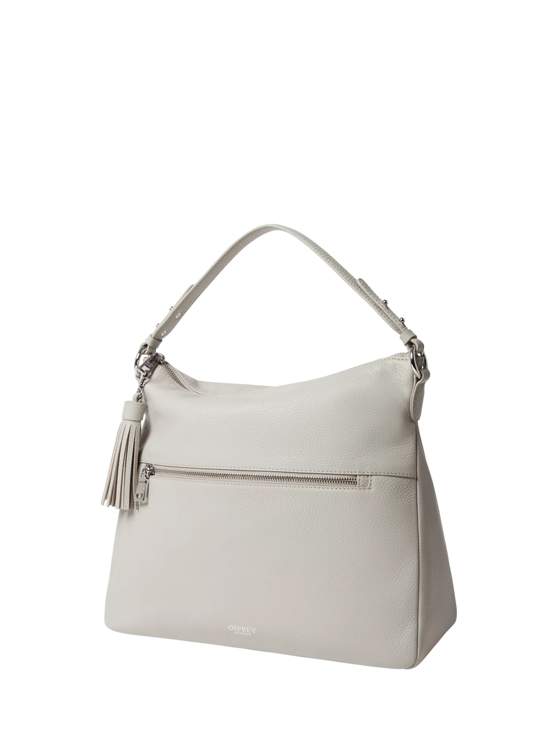 OSPREY LONDON Stella Leather Hobo Bag, Taupe