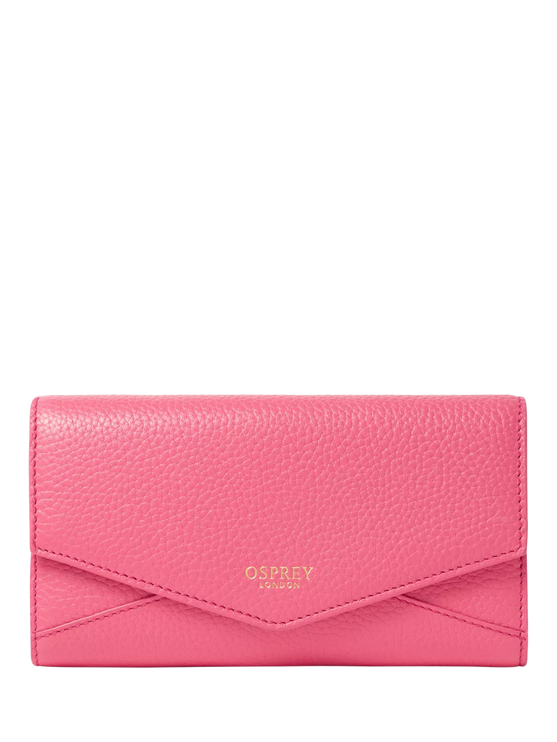 OSPREY LONDON Core Medium Leather Zip Matinee Purse, Cerise
