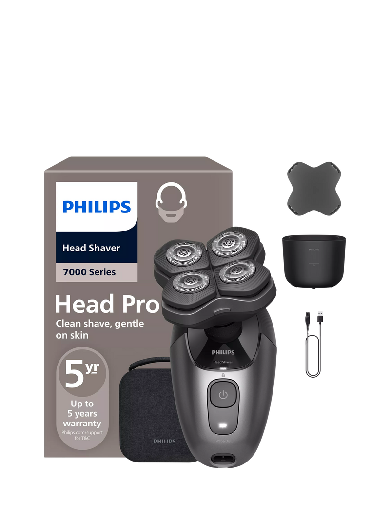 Philips Pro 7000 Series head shaver metallic black - British product