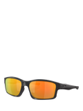 Oakley men's rectangular sunglasses with black frame, UK version