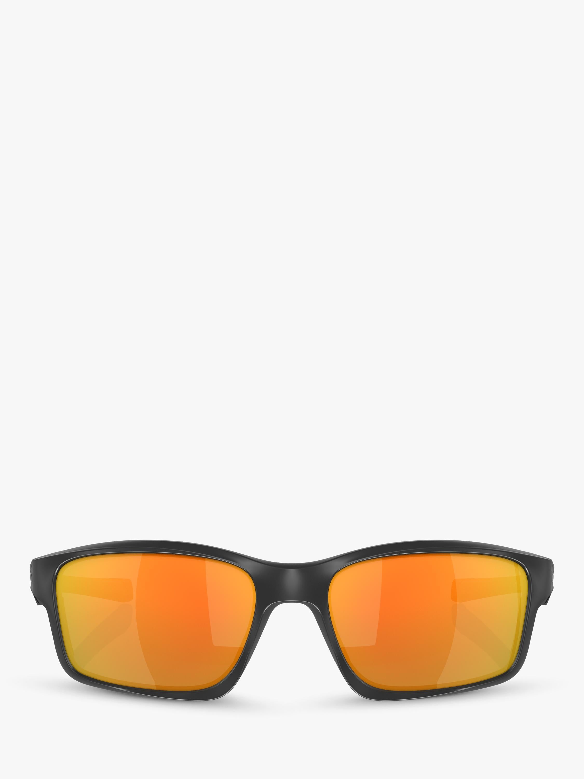 Oakley men's rectangular sunglasses with black frame, UK version