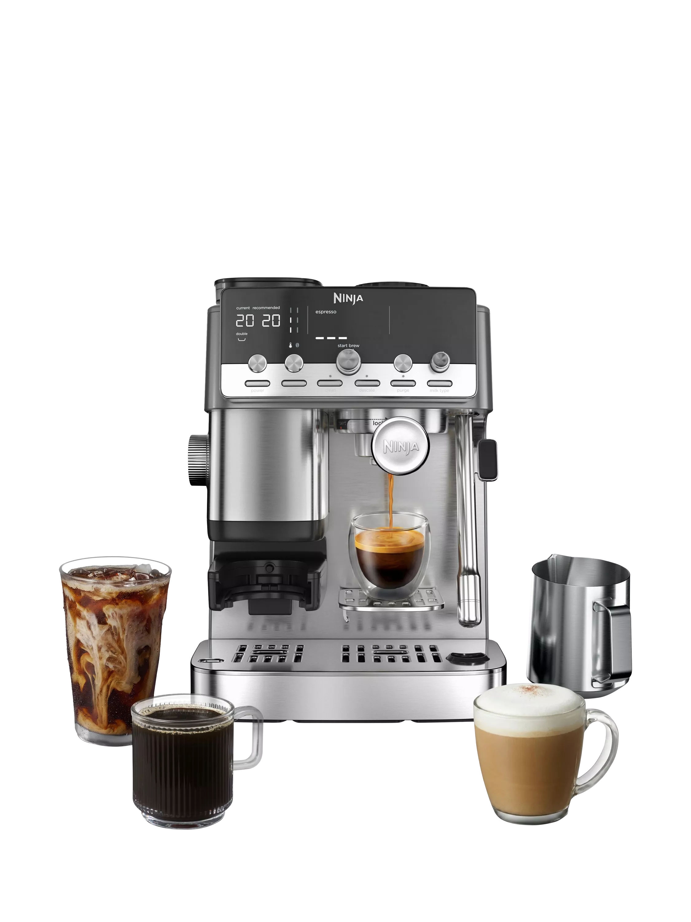 Ninja Luxe Café Mini Plus stainless steel bean to cup coffee machine, UK version