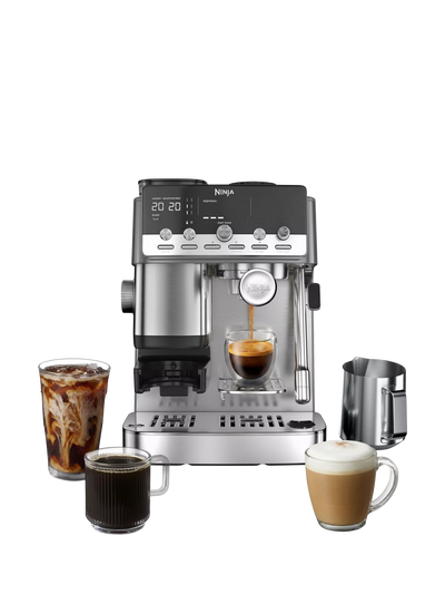 John Lewis Ninja Luxe Café Mini Plus ES352UK Automatic Bean to Cup Espresso and Coffee Machine, Stainless Steel- Buy online at McGrocer