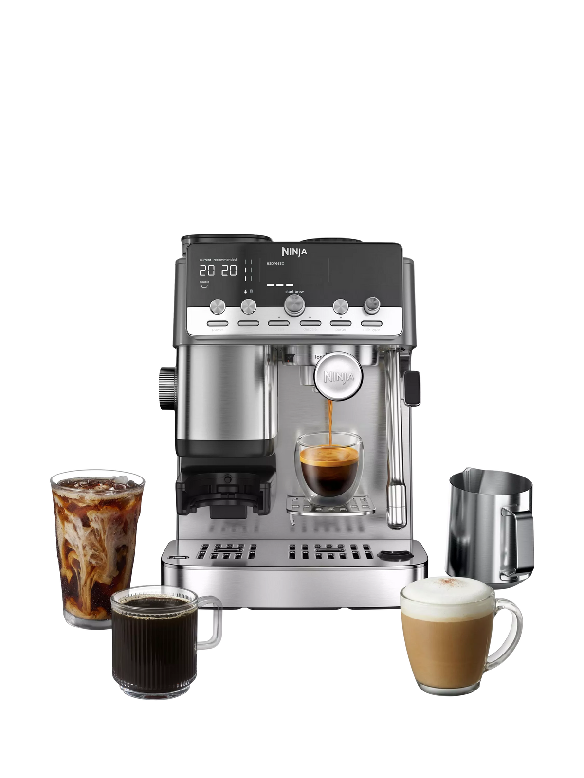 Ninja Luxe Café Mini Plus stainless steel bean to cup coffee machine, UK version