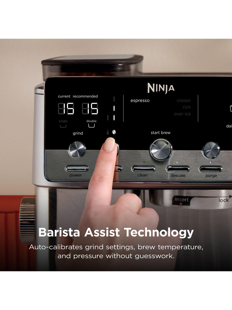 Ninja Luxe Café Mini Plus stainless steel bean to cup coffee machine, UK version