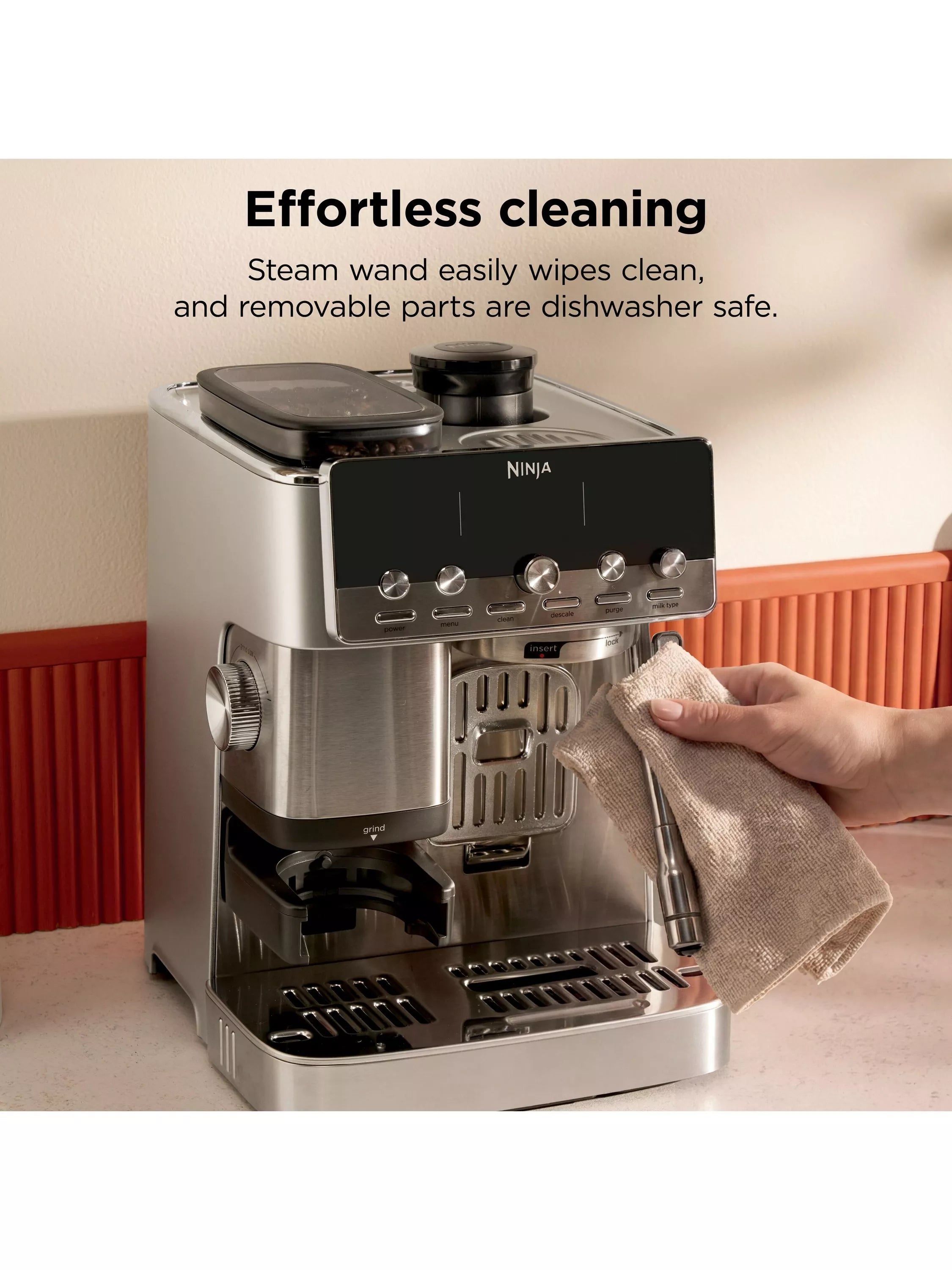 Ninja Luxe Café Mini Plus stainless steel bean to cup coffee machine, UK version