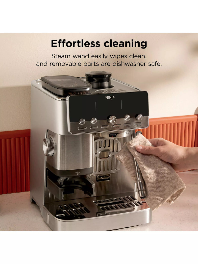 Ninja Luxe Café Mini Plus stainless steel bean to cup coffee machine, UK version