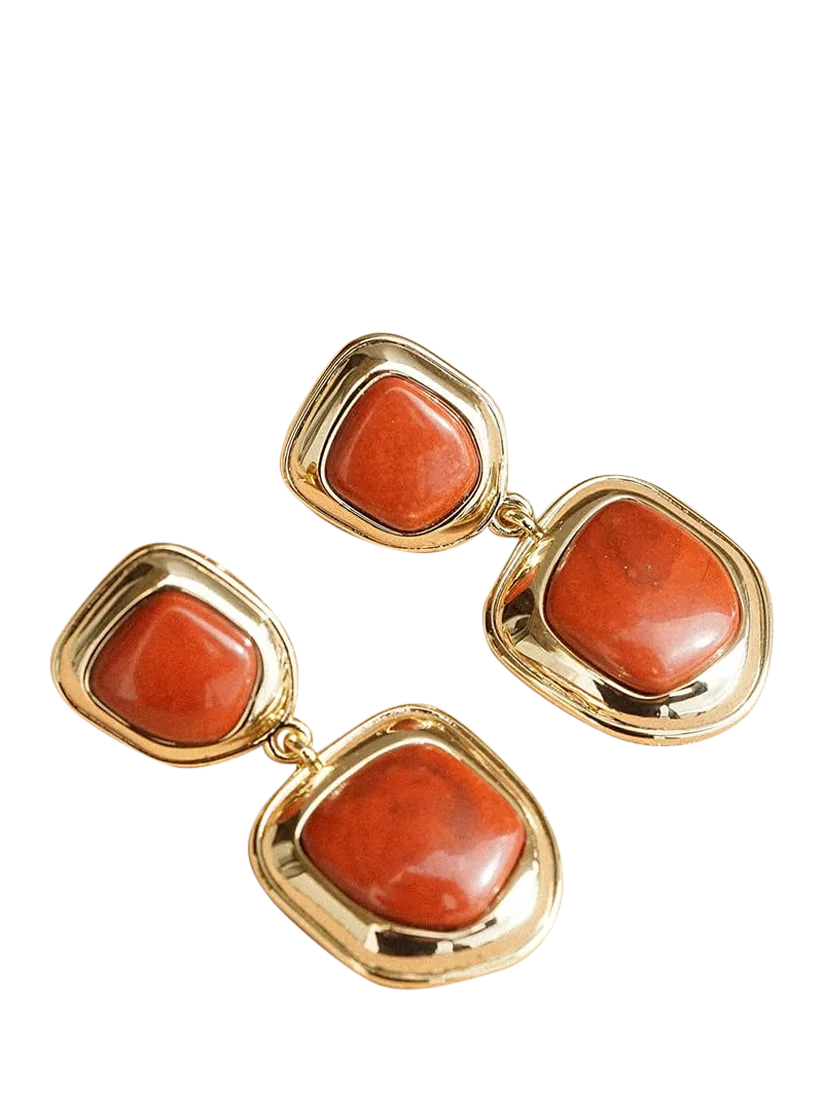 Daisy London Away That Day gold jasper stud earrings, imported from the UK