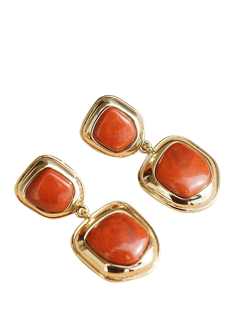 Daisy London Away That Day gold jasper stud earrings, imported from the UK