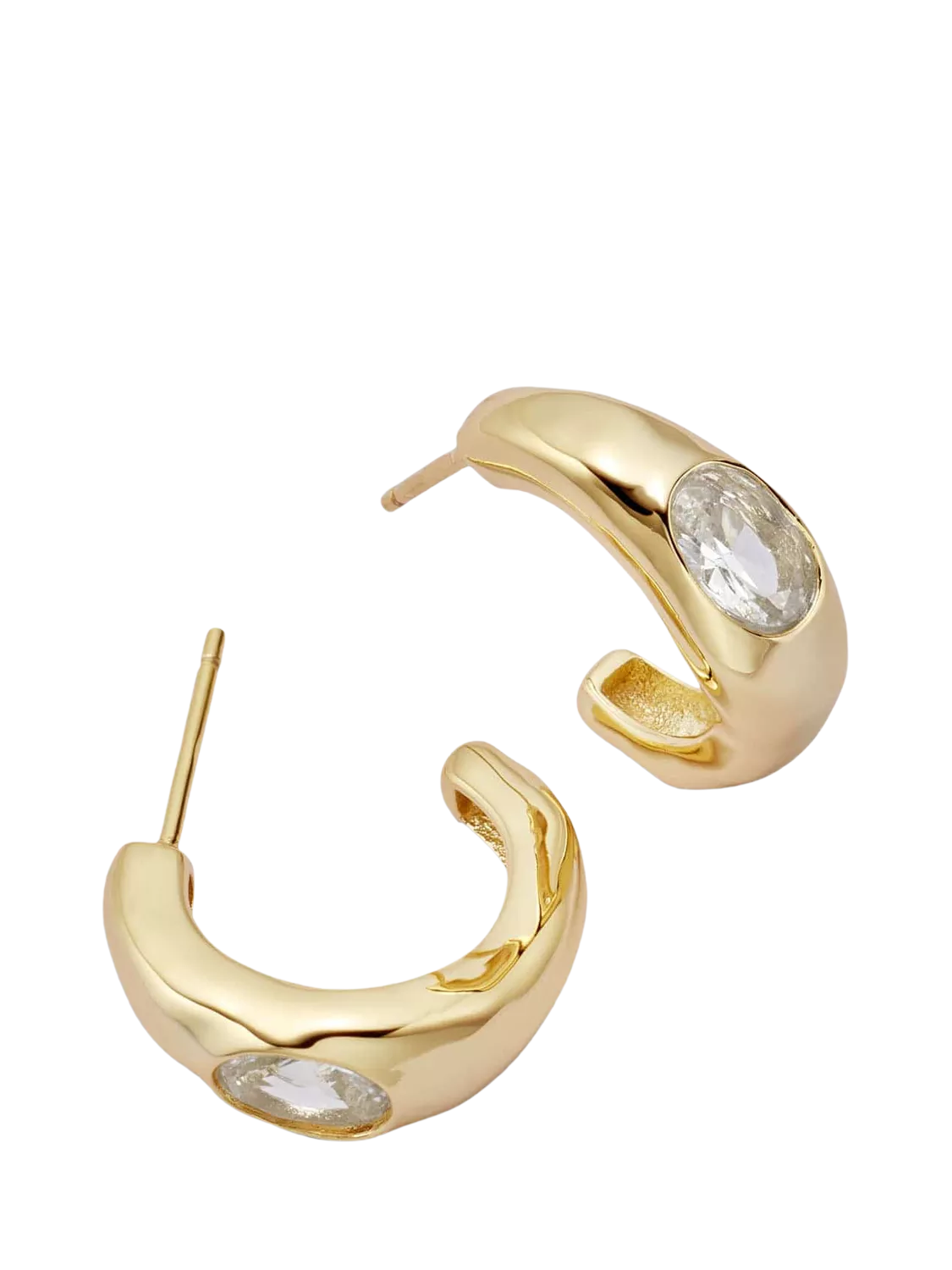 Daisy London gold hoop earrings with lab-grown sapphire (British brand)