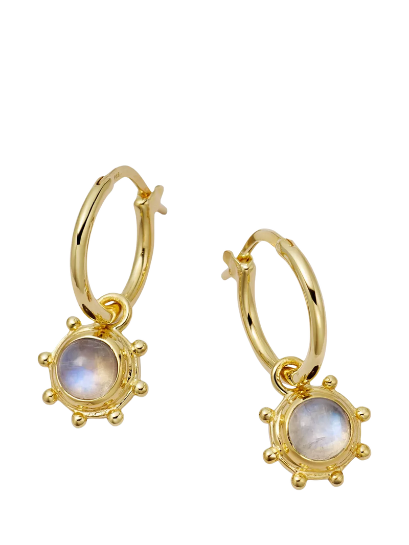 Daisy London moonstone drop earrings gold plated, imported from the UK