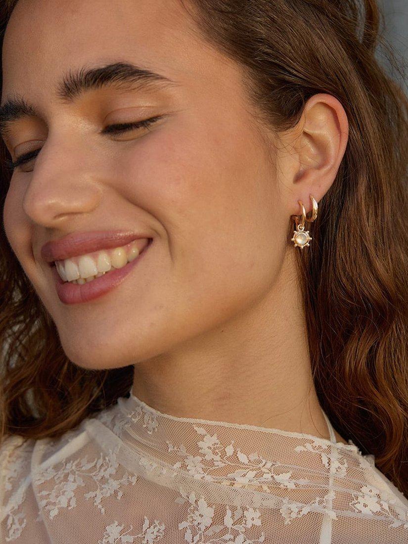 Daisy London moonstone drop earrings gold plated, imported from the UK