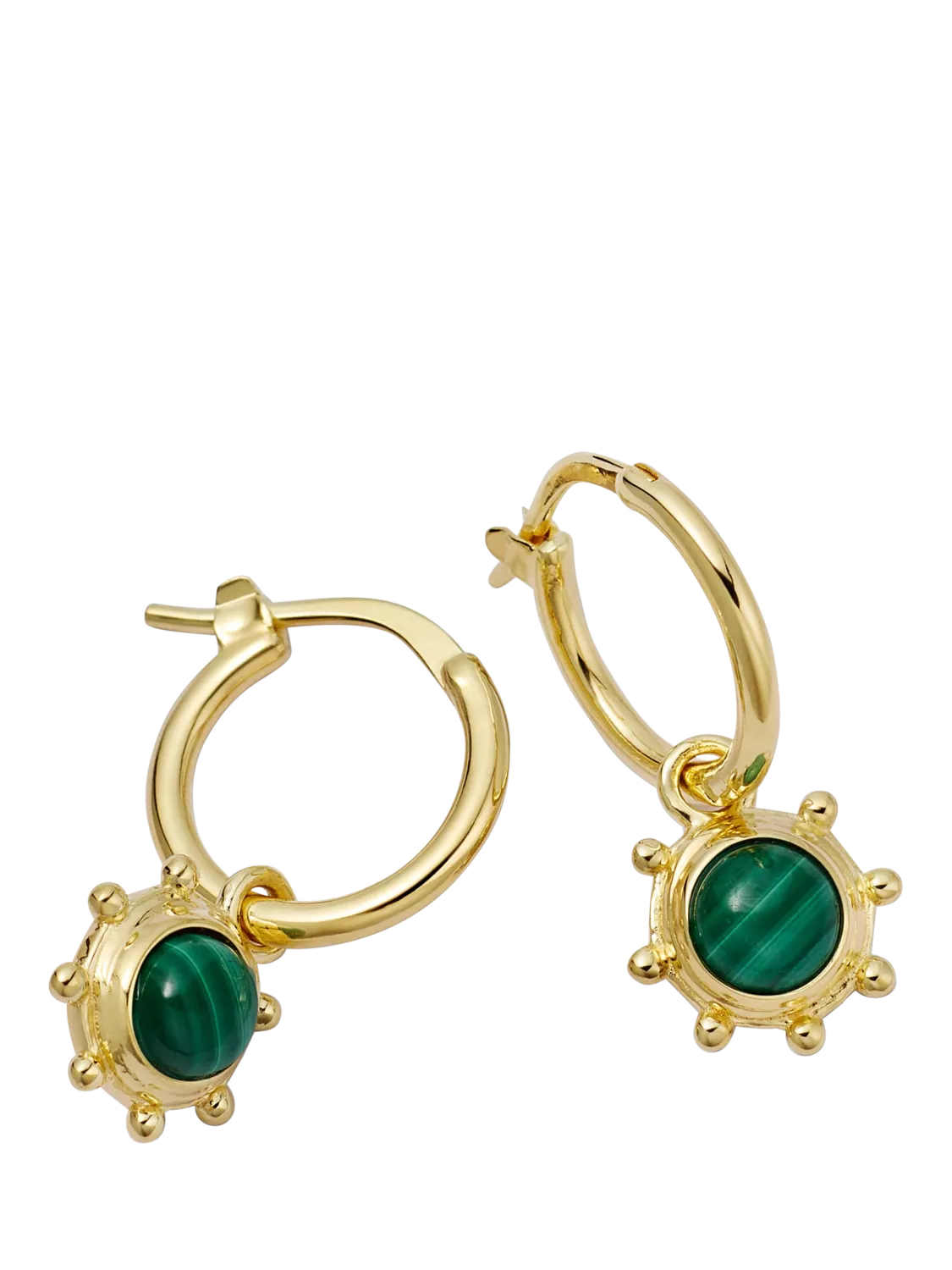 Daisy London malachite drop earrings in gold plated sterling silver (British brand)