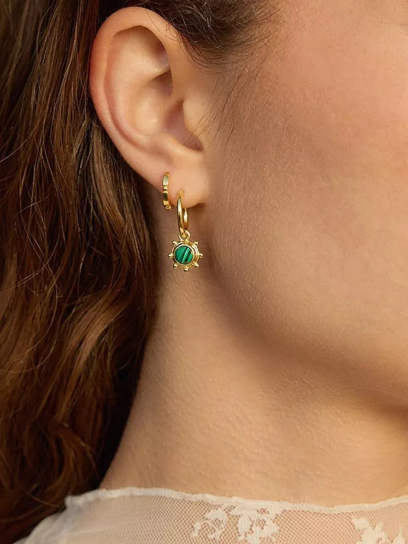 Daisy London malachite drop earrings in gold plated sterling silver (British brand)