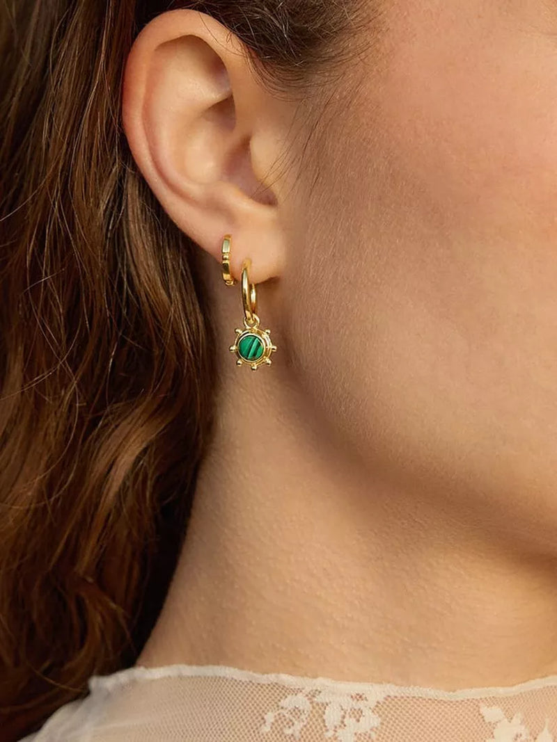 Daisy London malachite drop earrings in gold plated sterling silver (British brand)