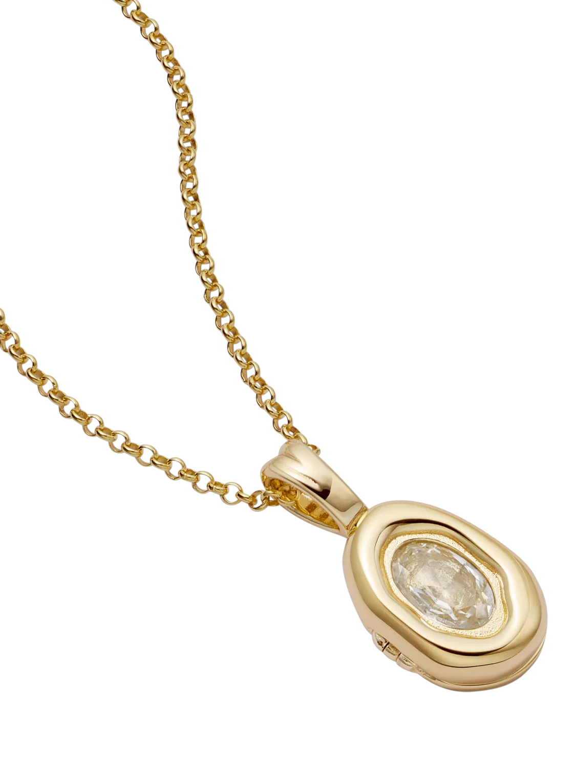 Daisy London gold locket necklace, lab-grown sapphire (British brand)