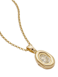 Daisy London gold locket necklace, lab-grown sapphire (British brand)