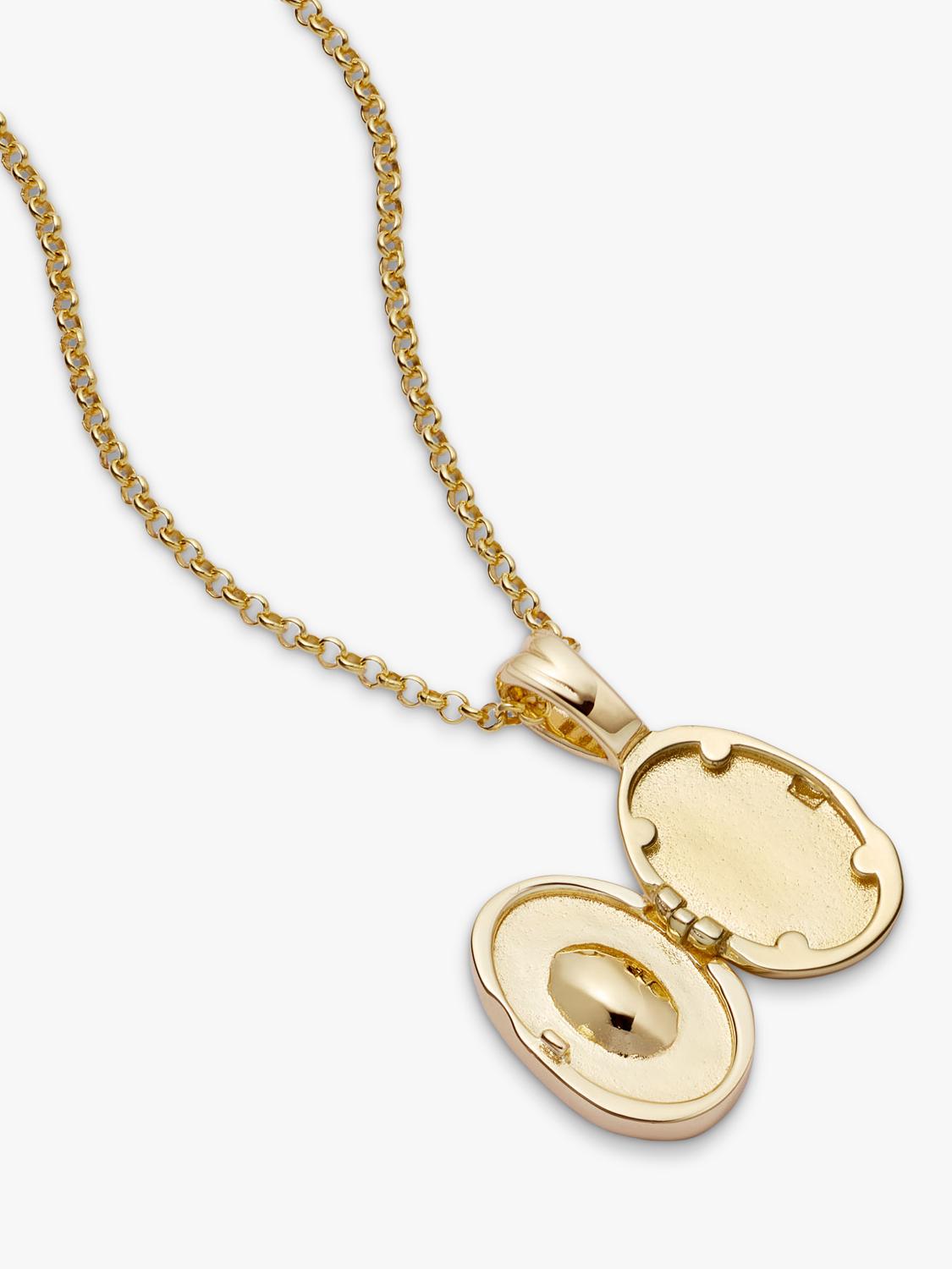Daisy London gold locket necklace, lab-grown sapphire (British brand)