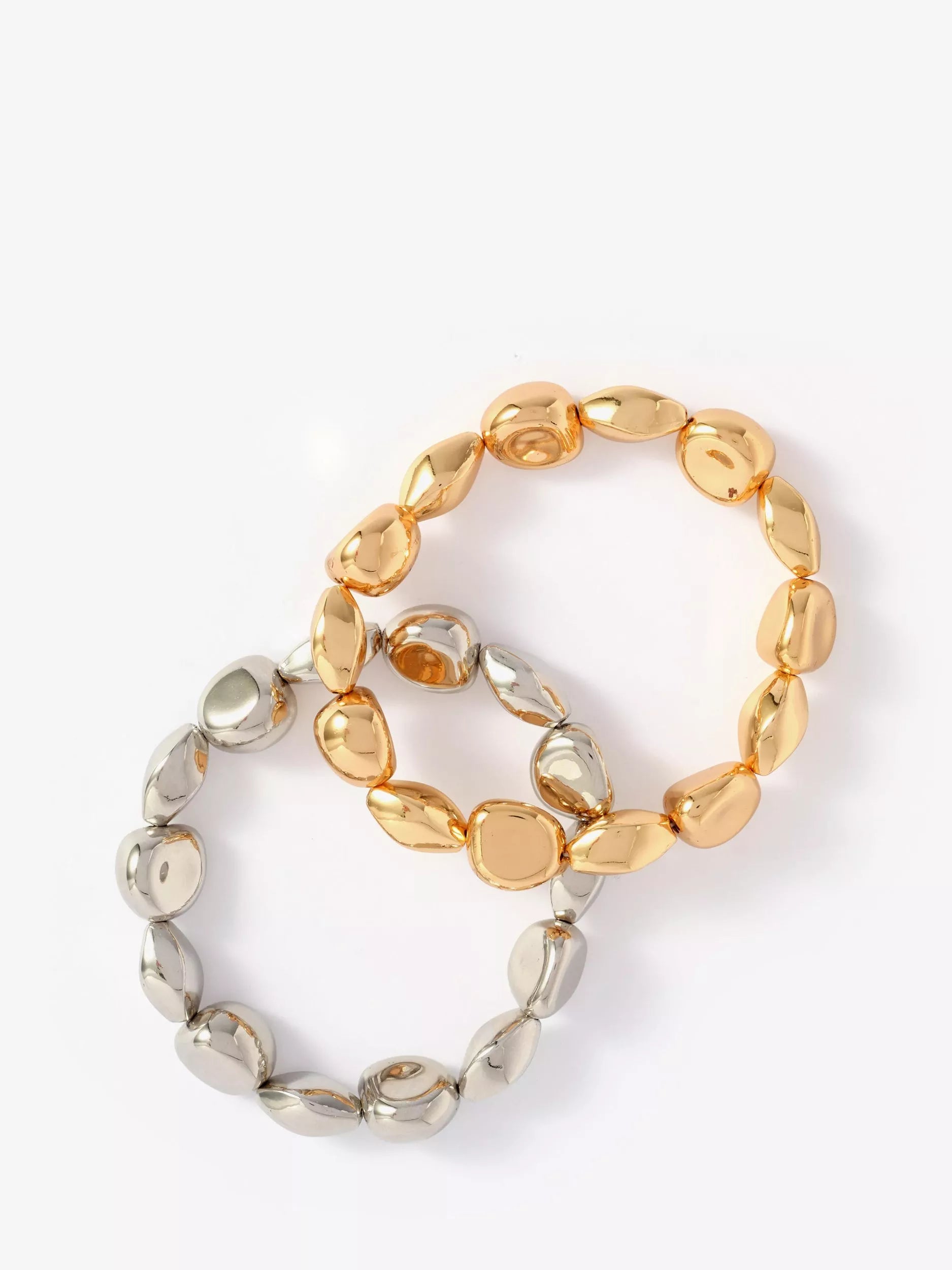 Mint Velvet beaded bracelet set gold silver, imported from the UK