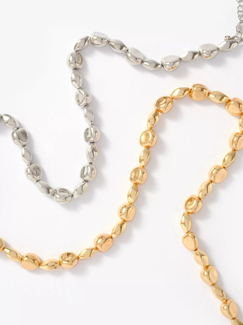 Mint Velvet gold chunky beaded necklace 46cm, imported from the UK